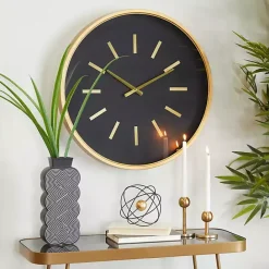 Clearance Kirklands Home Black Metal Modern Thomas Wall Clock