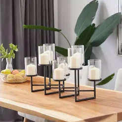 Outlet Kirklands Home Metal Multi Level Candelabra Runner Black