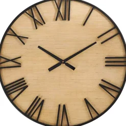 Clearance Kirklands Home Black Metal Natural Wood Wall Clock