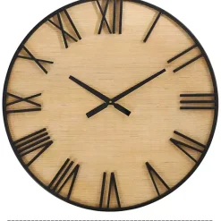 Clearance Kirklands Home Black Metal Natural Wood Wall Clock