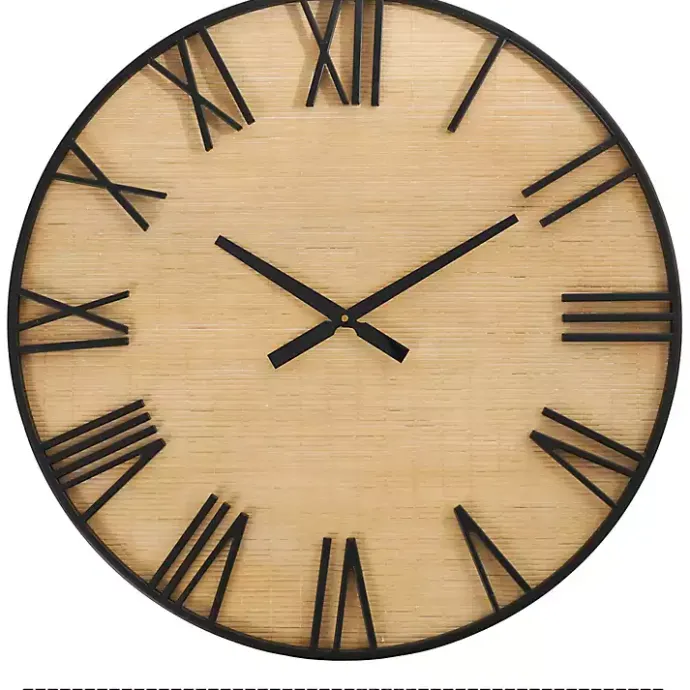 Clearance Kirklands Home Black Metal Natural Wood Wall Clock