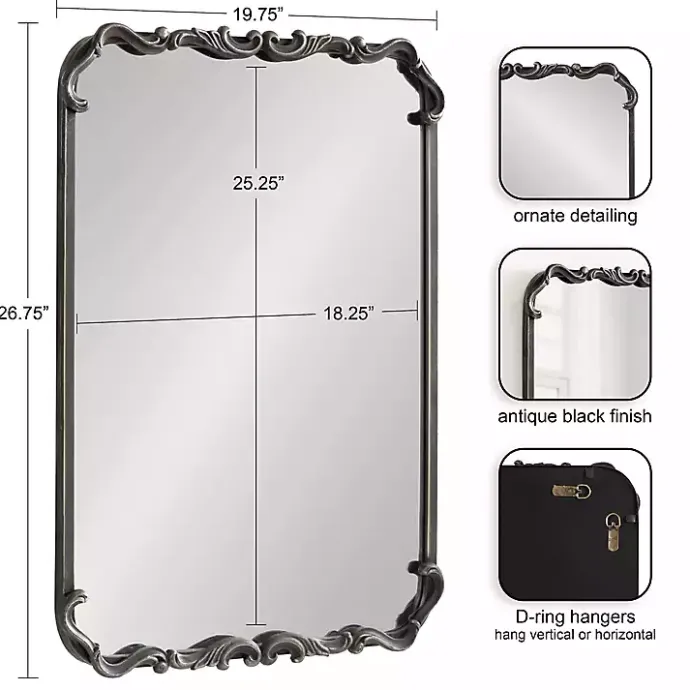Best Kirklands Home Black Metal Ornamental Wall Mirror