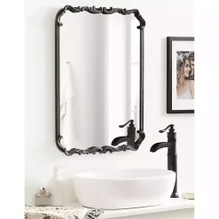 Best Kirklands Home Black Metal Ornamental Wall Mirror
