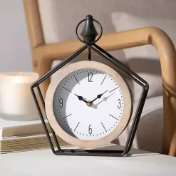 Sale Kirklands Home Black Metal Pentagon Frame Tabletop Clock