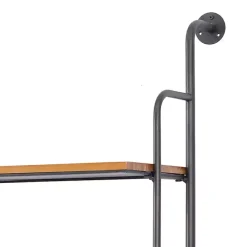 Outlet Kirklands Home Black Metal Pipe Frame Brown Wood Wall Shelf
