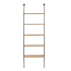 Outlet Kirklands Home Black Metal Pipe Frame Brown Wood Wall Shelf