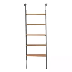 Outlet Kirklands Home Black Metal Pipe Frame Brown Wood Wall Shelf