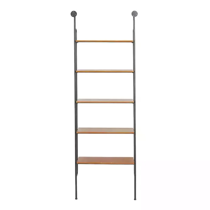 Outlet Kirklands Home Black Metal Pipe Frame Brown Wood Wall Shelf