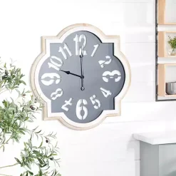 Sale Kirklands Home Black Metal Quatrefoil Farmhouse Wall Clock
