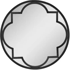 Outlet Kirklands Home Metal Quatrefoil Round Frame Wall Mirror Black