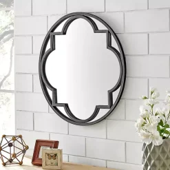 Outlet Kirklands Home Metal Quatrefoil Round Frame Wall Mirror Black
