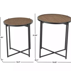 New Kirklands Home Black Metal Rattan Accent Tables, Set of 2 Brown