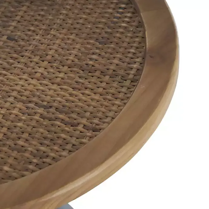 Best Kirklands Home Black Metal Rattan Pedestal Accent Table, 16 in. Brown