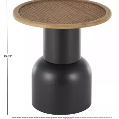 Online Kirklands Home Black Metal Rattan Pedestal Accent Table, 19 in. Brown