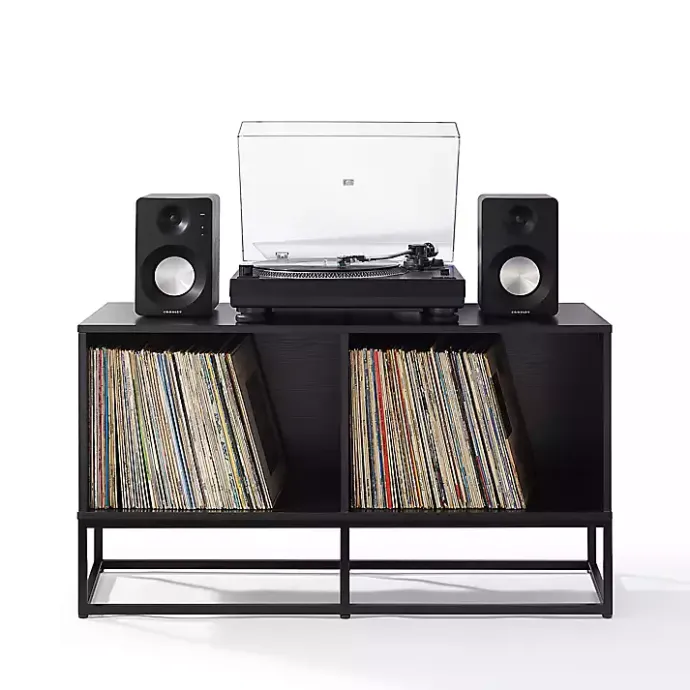 Clearance Kirklands Home Metal Record Storage Media Console Black