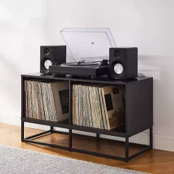 Clearance Kirklands Home Metal Record Storage Media Console Black