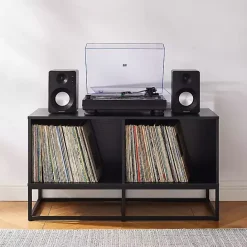 Clearance Kirklands Home Metal Record Storage Media Console Black