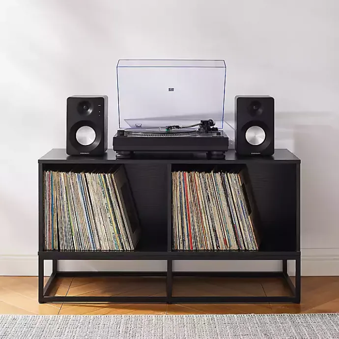 Clearance Kirklands Home Metal Record Storage Media Console Black