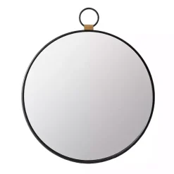 Best Kirklands Home Black Metal Round Top Loop Wall Mirror