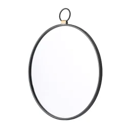 Best Kirklands Home Black Metal Round Top Loop Wall Mirror