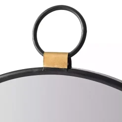 Best Kirklands Home Black Metal Round Top Loop Wall Mirror