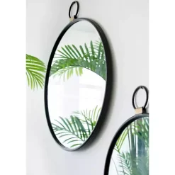 Best Kirklands Home Black Metal Round Top Loop Wall Mirror