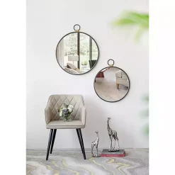 Best Kirklands Home Black Metal Round Top Loop Wall Mirror