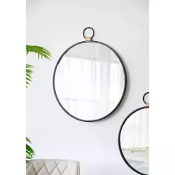 Best Kirklands Home Black Metal Round Top Loop Wall Mirror