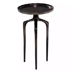 Kirklands Home Metal Round Tripod Accent Table Black
