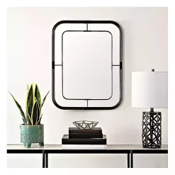 Sale Kirklands Home Black Metal Rounded Corner Frame Wall Mirror
