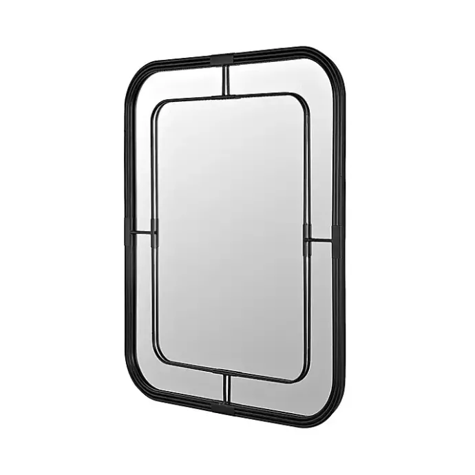 Sale Kirklands Home Black Metal Rounded Corner Frame Wall Mirror