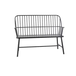 New Kirklands Home Metal Slatted Back Outdoor Bench Black
