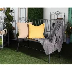 New Kirklands Home Metal Slatted Back Outdoor Bench Black
