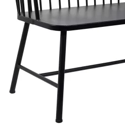 New Kirklands Home Metal Slatted Back Outdoor Bench Black
