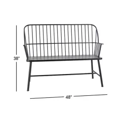 New Kirklands Home Metal Slatted Back Outdoor Bench Black