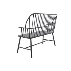 New Kirklands Home Metal Slatted Back Outdoor Bench Black