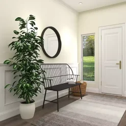 New Kirklands Home Metal Slatted Back Outdoor Bench Black