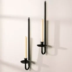 Outlet Kirklands Home Black Metal Taper Candle Holder Sconces, Set of 2