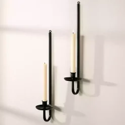 Outlet Kirklands Home Black Metal Taper Candle Holder Sconces, Set of 2