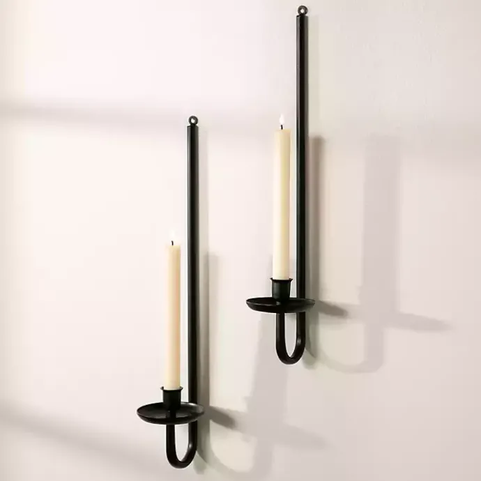 Outlet Kirklands Home Black Metal Taper Candle Holder Sconces, Set of 2