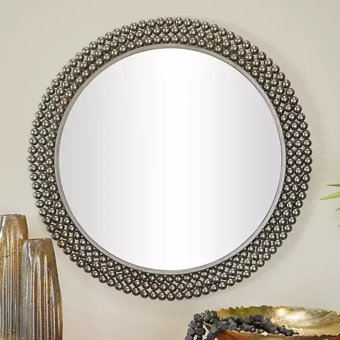 Best Kirklands Home Metal Tiered Bead Frame Wall Mirror Black