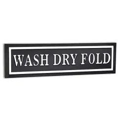 Outlet Kirklands Home Black Metal Wash Dry Fold Wall Sign