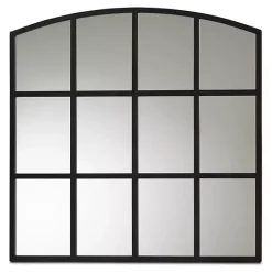 Clearance Kirklands Home Black Metal Windowpane Arched Wall Mirror