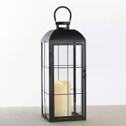 Hot Kirklands Home Metal Windowpane Lantern, 21 in. Black