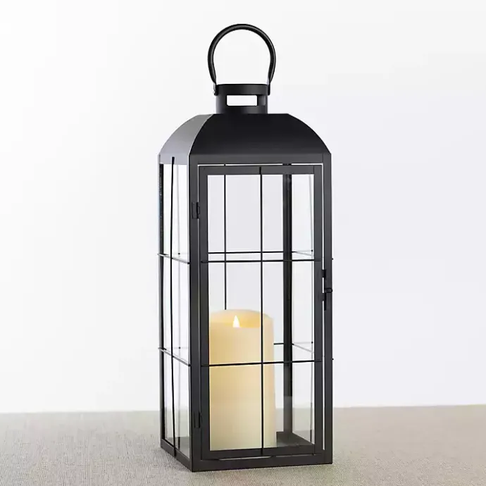 Hot Kirklands Home Metal Windowpane Lantern, 21 in. Black