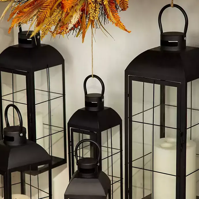 Hot Kirklands Home Metal Windowpane Lantern, 21 in. Black