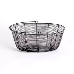 New Kirklands Home Metal Wire Basket with Handle Black