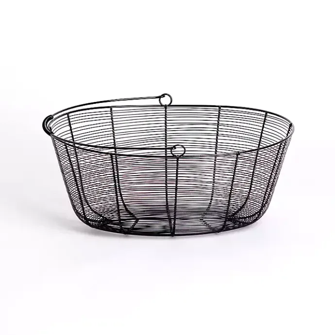New Kirklands Home Metal Wire Basket with Handle Black