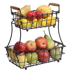 New Kirklands Home Metal Wire Stackable Kitchen Baskets Black