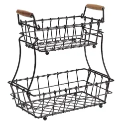 New Kirklands Home Metal Wire Stackable Kitchen Baskets Black